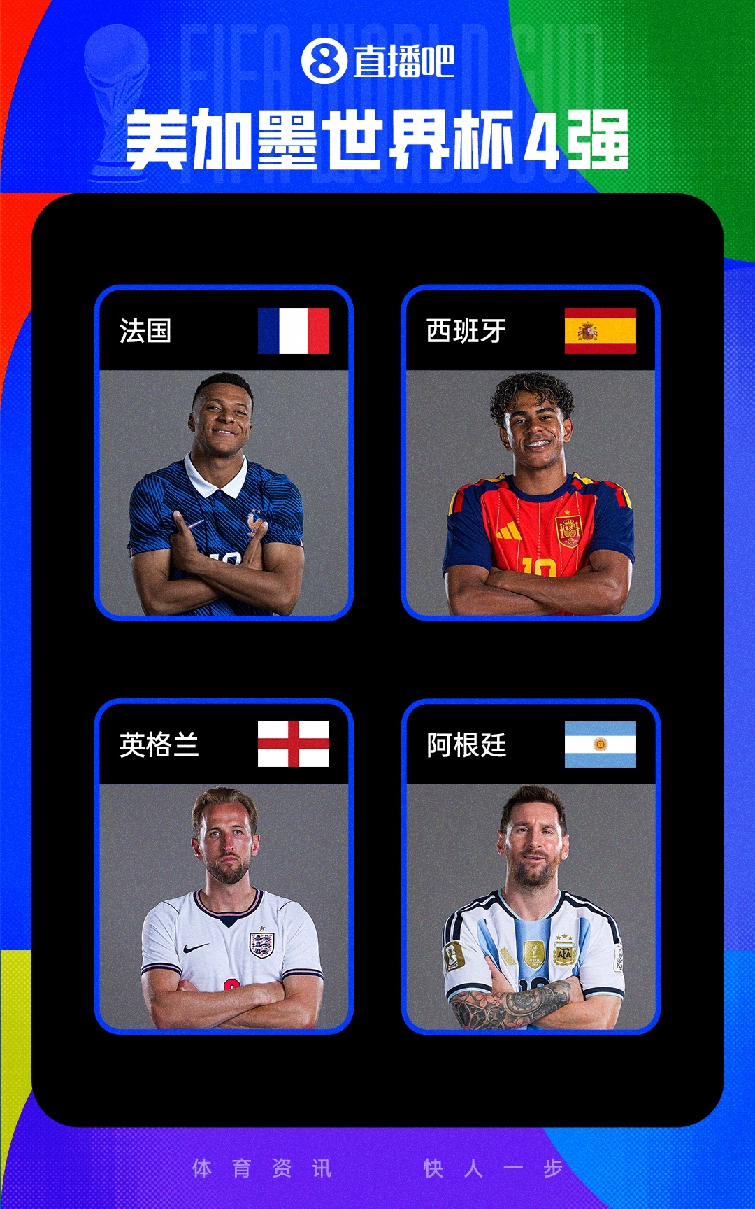 战力BIG4：世界杯四强战绩统计，法国六战全胜独一档
